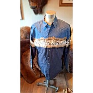 Vintage Cumberland Outfitters Shirt Mens XL Horse Cowboy Western Pearl Snap